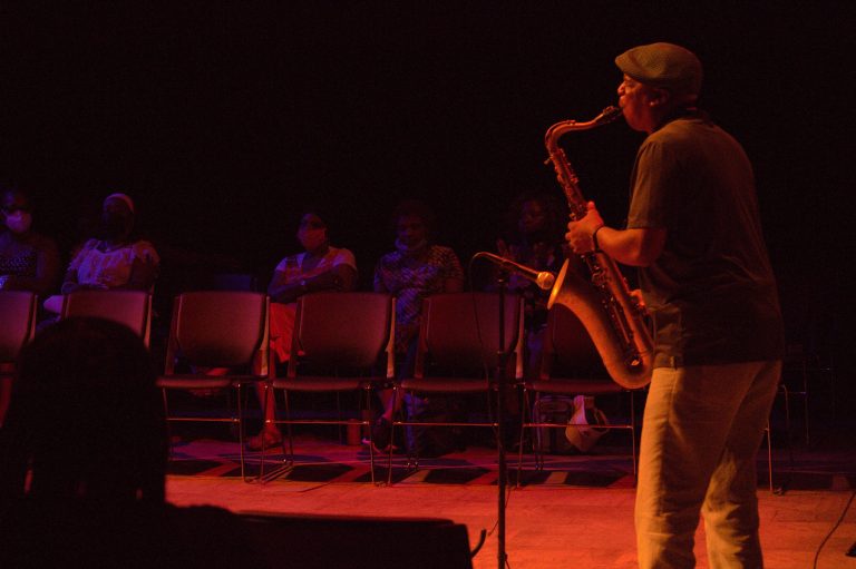 Saxophone player rippin' it at Black Box Theatre