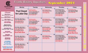 FBSC Pool Calendar - September 2024