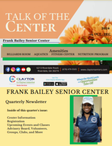 screenshot of Frank Bailey Senior Center's Newsletter's front page