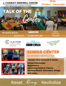 screenshot of J.Charley Griswell Senior Center's Newsletter's front page