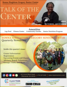 screenshot of Sonna Singleton Gregory Senior Center's Newsletter's front page