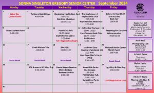 SSG September Activity Calendar