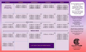 SSG September Pool Calendar