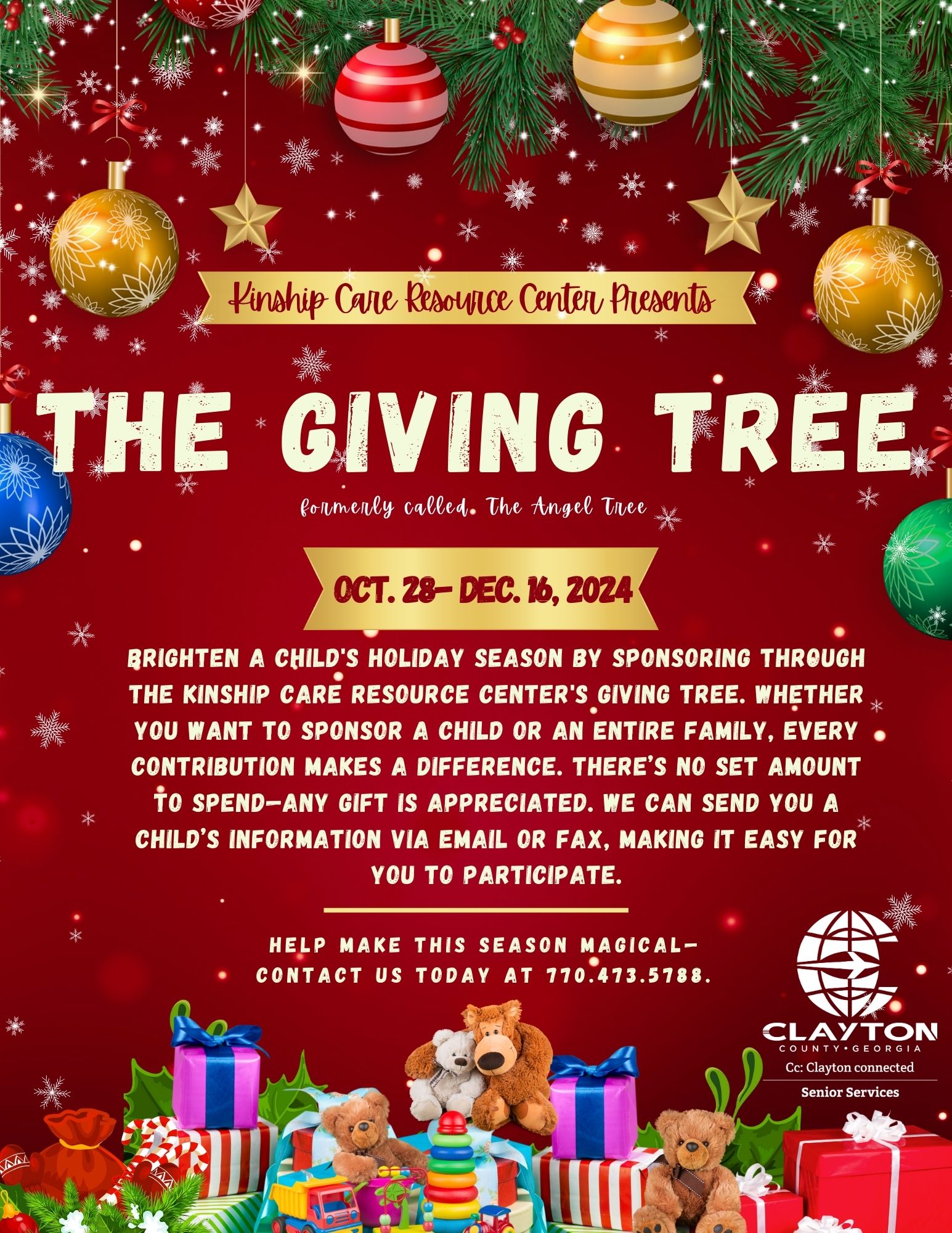 A flyer for an event called 'The Giving Tree'