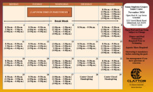 Sonna Singleton Nov. 2024 Pool hours Calendar