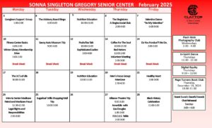 Sonna Singleton Nov. 2024 Activity Center Calendar