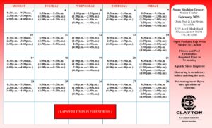 Sonna Singleton Nov. 2024 Pool hours Calendar