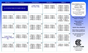 Sonna Singleton Nov. 2024 Pool hours Calendar