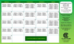 Sonna Singleton Nov. 2024 Pool hours Calendar