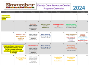 Kinship Care Calendar of Activities