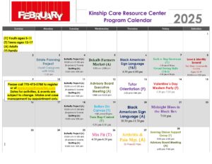 Kinship Care Calendar of Activities Feb